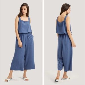 Nap Loungewear Aegean Blue Drawstring Jumpsuit Size Large